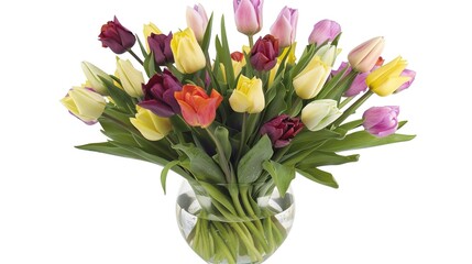 Fototapeta premium Tulips in a Vase: A Vivid Visual Feast Showcasing Diverse Tulip Arrangements