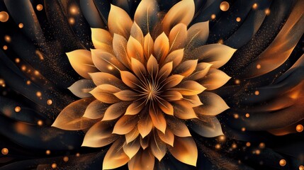 Golden floral design abstract art digital artwork vibrant environment close-up aesthetic concept