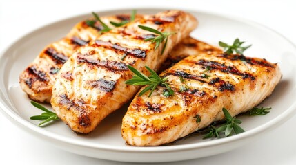 Grilled chicken breast with herbs on plate