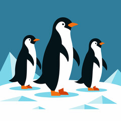 A group of penguins on the ice