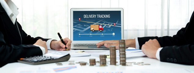 Delivery tracking system for e-commerce and brisk online business to timely goods transportation...