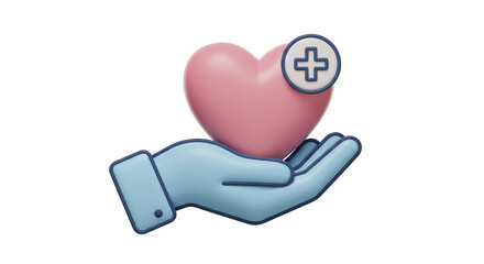 Isolated Hand Holding Heart with Plus Sign