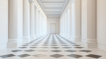 Obraz premium School architectural elegance nongkhanestock academy interior hallway minimalist design perspective quality imagery