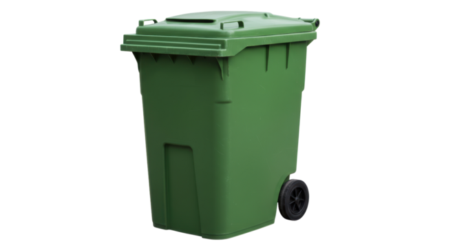 Isolated Green Wheelie Bin