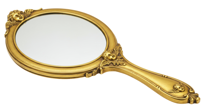 Isolated Antique Hand Mirror