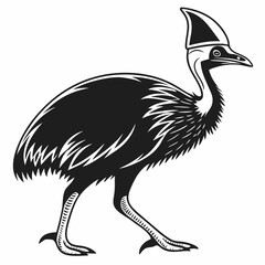 Cassowary silhouette black vector