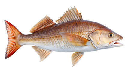 Atlantic Ocean Red Drum Fish Isolated on White Background