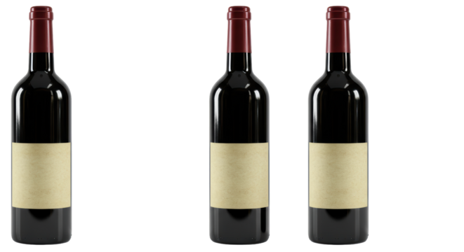 Isolated Three Red Wine Bottles
