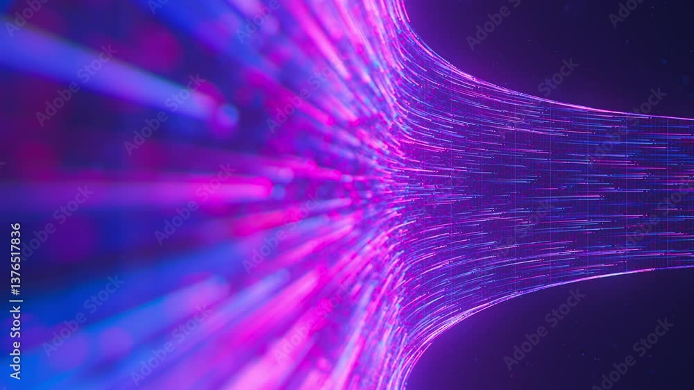 Poster big data light speed flow. abstract digital data stream of quantum computing. cyberspace of qubit tr