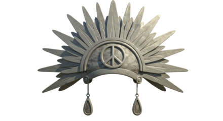 Isolated Silver Headdress with Peace Symbol