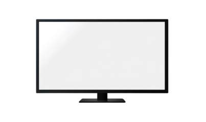 Realistic TV screen PNG. Modern stylish LED LCD panel. Large computer monitor display mockup. Blank TV template. Vector illustration of a plasma TV monitor on a transparent background.