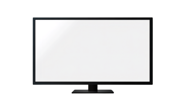 Realistic TV screen PNG. Modern stylish LED LCD panel. Large computer monitor display mockup. Blank TV template. Vector illustration of a plasma TV monitor on a transparent background.