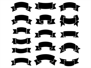 set of black ribbons, Labels - Design Elements on white background