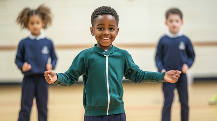 Energetic extracurricular activities school gym action shot of students engaging environment upbeat perspective