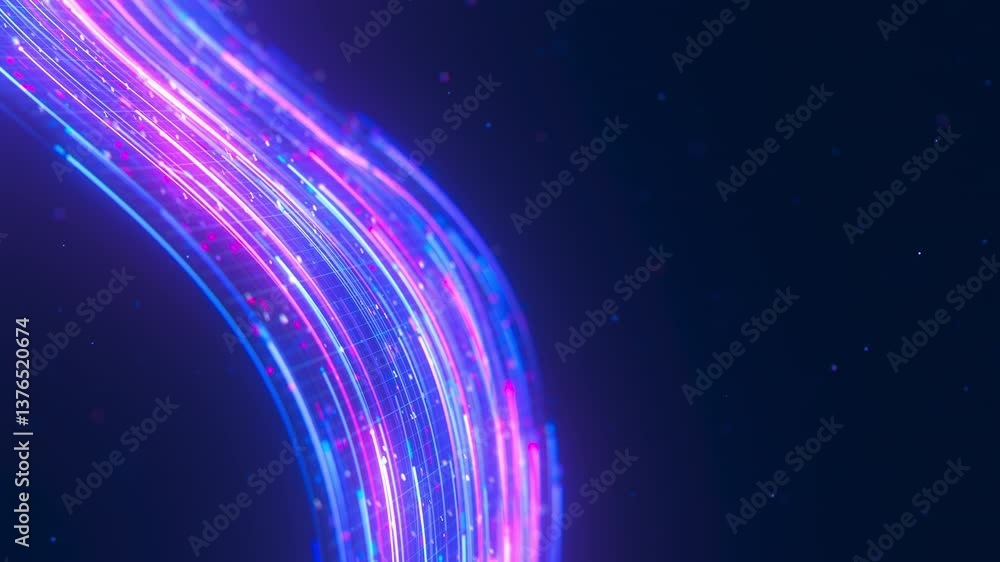 Poster closeup of big data light speed flow. abstract digital data stream of quantum computing. cyberspace 