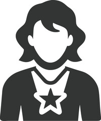 Faceless Avatar Icon of Woman With Star Necklace, Transparent Background Silhouette