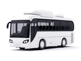 White Tourist Bus with 3D Render.