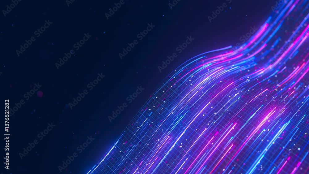 Poster closeup of big data light speed flow. abstract digital data stream of quantum computing. cyberspace 