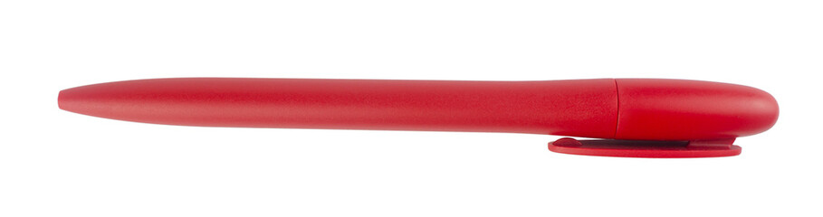 Red plastic pencil on transparent background