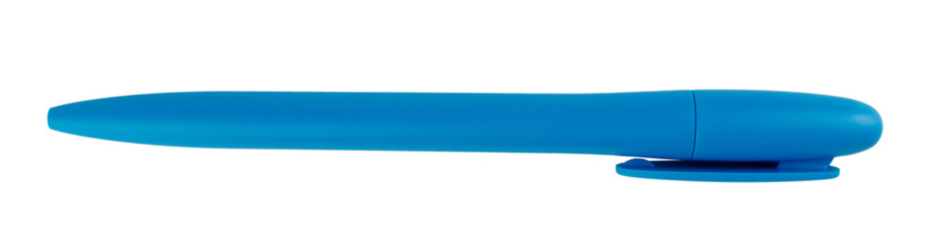 Blue plastic pencil on transparent background