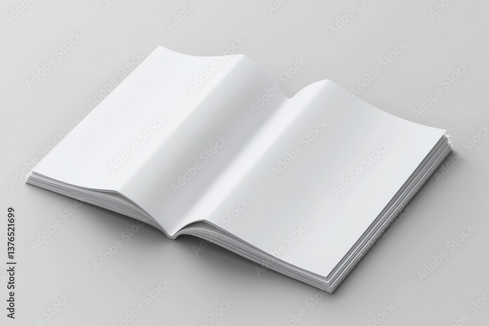 Poster 4-fold vertical brochure showcase on subtle gray surface - 3d mockup featuring blank paper design