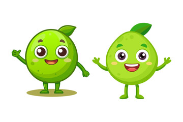 Fototapeta premium Cute Smiling Lime Cartoon Character Waving Hand – Vector Illustration