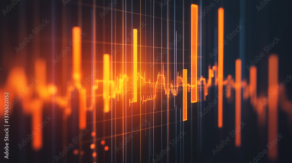 Poster abstract glowing waveform visualization of a sound wave or heartbeat, representing data and informat