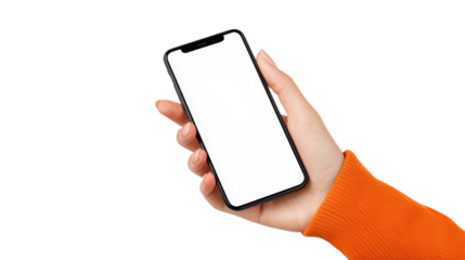 Hand Holding Smartphone with Blank Screen for Innovative Design Use