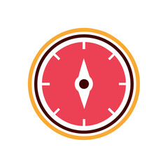 Compass icons in flat red and yellow style for navigation and exploration, AI Generation