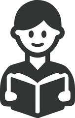 Gray Scale of Person Holding Book, Transparent Background, Pictogram Style Design
