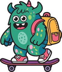 Vector art mascots, logo design template and graphic elements for T-shirt, advertising, branding, posters and banners, funny cartoon illustrations with smiling character, School, Back to school mascot