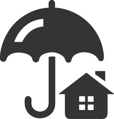 Home Protection Shield Minimalist Umbrella Covers House Icon, Isolated, Transparent