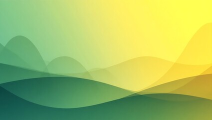 Abstract green wave with yellow background. Generative Ai.