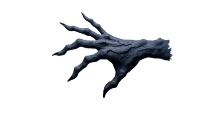 Intricate Dark Hand with Sharp Claws Emerging from Mysterious Surface
