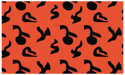 Abstract Organic Shape Pattern Vector | Red Black Design | Seamless Modern Art