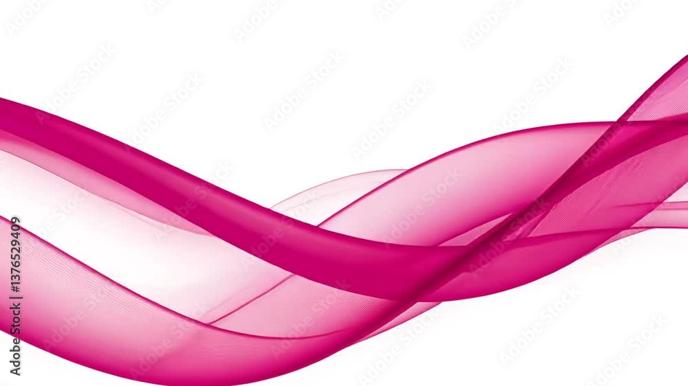 Aufkleber delicate abstract fuchsia waves flowing smoothly on white background animation