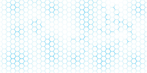 Abstract white futuristic hexagon with blue light. Abstract geometric hexagonal pattern. Hexa. Vector. 