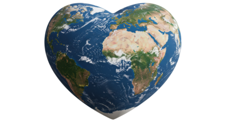 Isolated Earth in Heart Shape
