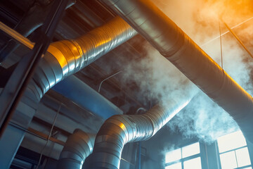 Airborne contaminants spreading through ductwork in facility Generative AI