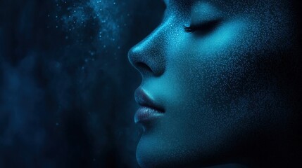 Obraz premium Artistic underwater portrait mystical ethereal beauty in dark settings