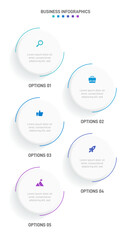 Vertical progress bar featuring 5 arrow-shaped elements, symbolizing the five stages of business strategy and progression. Clean timeline infographic design template. Vector for mobile presentation.