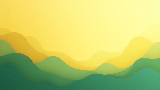 Abstract green wave with yellow background. Generative Ai.