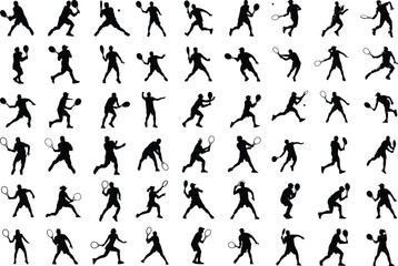 Tennis Players | Dynamic Tennis Silhouettes and Action Poses