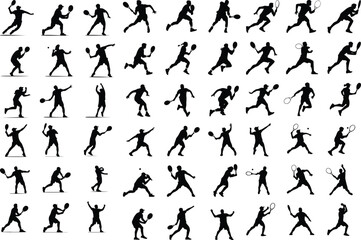 Tennis Players | Dynamic Tennis Silhouettes and Action Poses