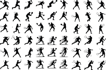 Tennis Players | Dynamic Tennis Silhouettes and Action Poses