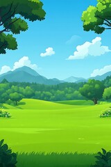 Fototapeta premium Sunny Meadow with Mountain View.