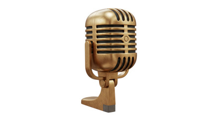 Isolated Vintage Golden Microphone Classic