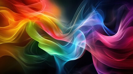 Obraz premium Artistic viewpoint dynamic waves in a colorful digital creation