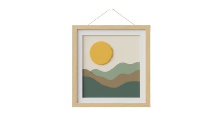 Isolated Minimalist Landscape Framed Artwork
