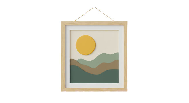 Isolated Minimalist Landscape Framed Artwork